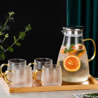 COMBO BỘ BÌNH CỐC THỦY TINH UỐNG NƯỚC CHỊU NHIỆT CAO CẤP LÊN ĐẾN 400 ĐỘ C ( CỐC 300ML, BÌNH BẦU )