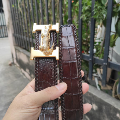 Dây nịt da bụng cá sấu liền tấm 4cm 