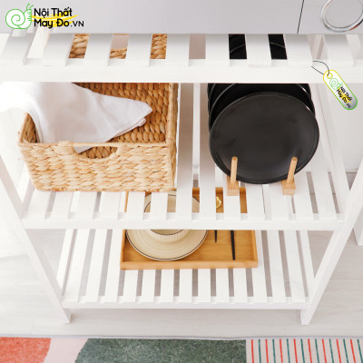 Kệ Lò Vi Sóng OVEN RACK - Thiết Kế 4 Tầng Sang Trọng - Chất Liệu Gỗ Thông - Dễ Dàng Lắp Ráp - Có 2 Màu Sắc
