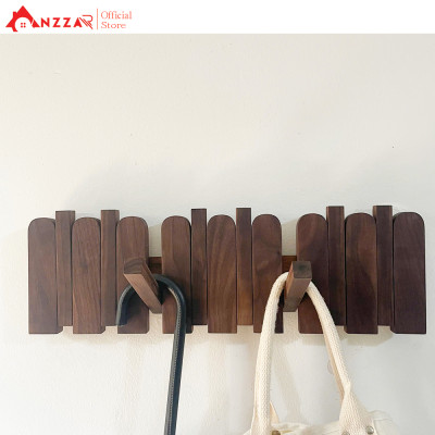 Móc gỗ treo tường gỗ óc chó cao cấp Anzzar, móc treo quần áo, phụ kiện, giá gỗ treo quần áo-MT07