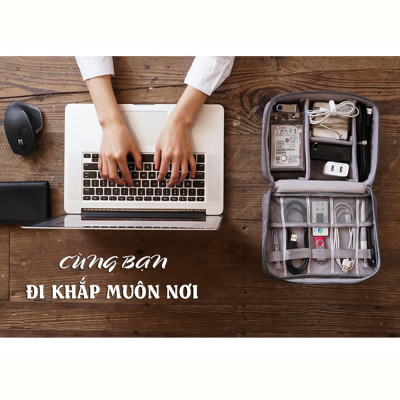 Hộp Túi Vải Đựng Phụ Kiện Công Nghệ Đa Năng Nhiều Ngăn Chống Thấm Nước Túi Phụ Kiện Du Lịch Cho Cáp Sạc Di Động, Sạc Dự Phòng, Điện Thoại, Tai Nghe, Thẻ Nhớ - Hàng Chính Hãng