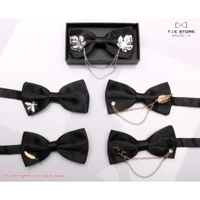 Nơ chú rể, MC, ca sỹ - Nơ 2 cánh đính ghim cao cấp Full box - Nhiều mẫu