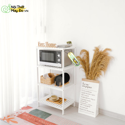 Kệ Lò Vi Sóng OVEN RACK - Thiết Kế 4 Tầng Sang Trọng - Chất Liệu Gỗ Thông - Dễ Dàng Lắp Ráp - Có 2 Màu Sắc