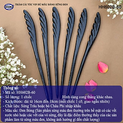 Trâm cài tóc bằng sừng hàng VIP màu đen (HH602B) đục khắc hình dễ thương/đủ loại kiểu dáng