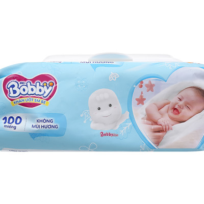 Khăn ướt Bobby NANO Bạc kháng khuẩn gói 100 tờ không hương