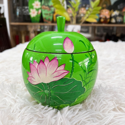 Hủ táo sơn mài cao cấp Thanh Bình Lê đựng bánh kẹo mứt, vật dụng nhỏ, trang trí bàn kệ, nhà cửa, văn phòng, quà tặng