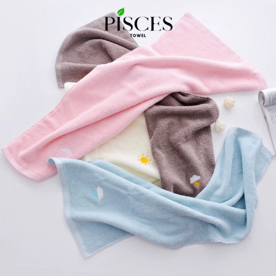 Khăn Mặt PISCES TOWEL 35x75cm Thêu Hình Thời Tiết Cotton Mềm Mại, Khăn Spa Yoga Gym Thể Thao Thấm Hút Mồ Hôi