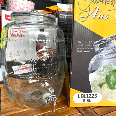 Bình ngâm thuỷ tinh có vòi rót Inox Aus Glas LBL1223 dung tích 8.5L chuẩn Đức