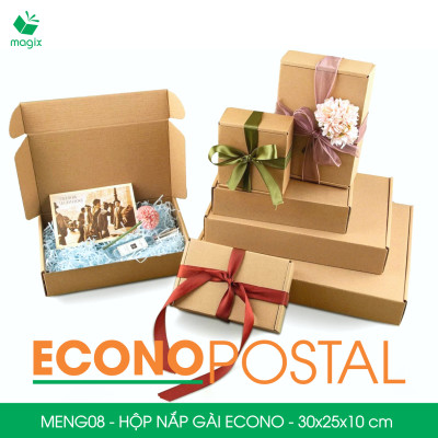 MENG08 - 30x25x10 cm - 60 Hộp carton nắp gài đóng hàng giá rẻ, hộp gói hàng, hộp quà thời trang