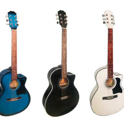 Đàn guitar acoustic DGKRO-012 dáng A khuyết màu đẹp âm thanh tốt có ty chống cong cần dành cho bạn mới tập