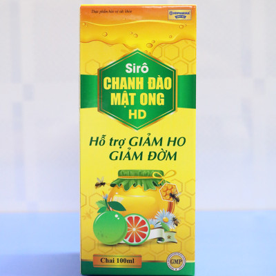 Siro ho cho bé Chanh Đào Mật Ong giảm ho, giảm đờm, giảm viêm họng cho bé từ 1 tuổi - Chai 100ml thành phần chanh đào, mật ong, kim ngân hoa, mơ muối, cam thảo