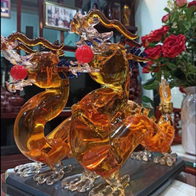 Chai Đựng Rượu Thủy Tinh 1250ML cao cấp mẫu con rồng ngũ sắc – Chai Đựng Rượu Đẹp - Bình Thủy Tinh Đựng Rượu làm quà tặng (E2)