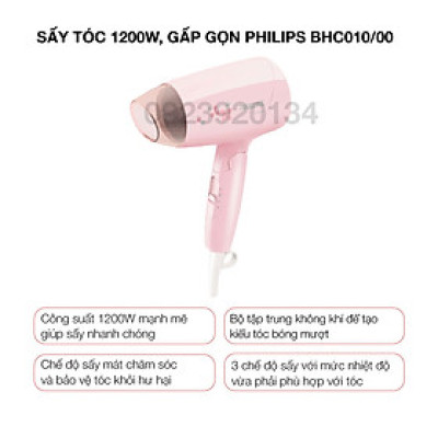 Máy Sấy tóc 1200w, gấp gọn Philips BHC010/00
