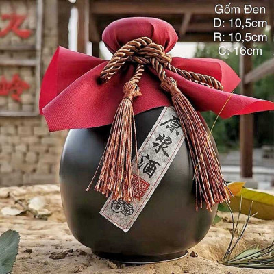 Bình Gốm Đựng Rượu cao cấp 500ML mẫu giọt nước màu đen – Bình Đựng Rượu Đẹp – Nậm Rượu trang trí bàn ăn (L7)