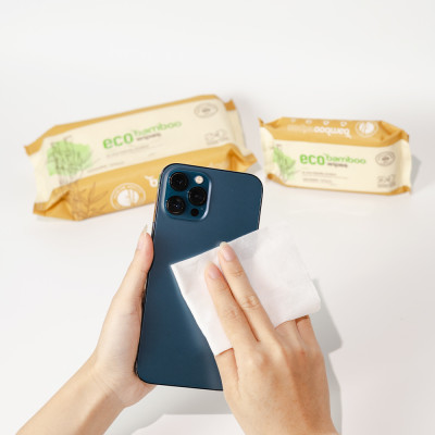 Khăn giấy ướt cao cấp EcoWipes vải sợi tre sinh thái Bamboo không mùi có thể phân hủy trong môi trường