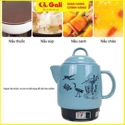Ấm Sắc Thuốc Gali GL-1800, dung tích 3,3L đa chức năng nấu các loại thuốc Bắc, Nam, Thảo Dược,... thân bằng gốm sứ cao cấp chịu nhiệt tốt. Bảo hành chính hãng. Siêu Sắc Thuốc, Ấm Nấu Thuốc