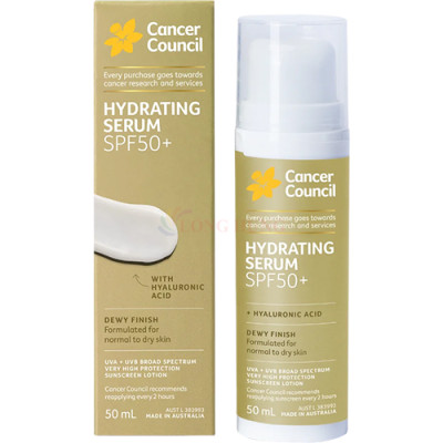 Tinh chất chống nắng cấp ẩm Cancer Council Hydrating Serum SPF50+ (50ml) - Hàng chính hãng