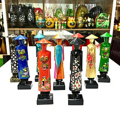 Tượng gỗ sơn mài cô gái Miss Việt Nam - Hình Ảnh cô gái Việt Nam - Quà Tặng - Quà Lưu Niệm Việt Nam