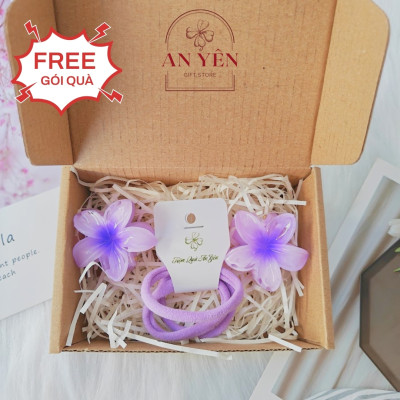 Set Quà Tặng Cột Tóc Quốc Tế Thiếu Nhi 1/6 No.3, Set Quà Kẹp Hoa Sứ Mini Và Cột Tóc Tặng Bé