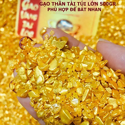 Gạo vàng phong thủy Thần Tài Lễ Tết – đồ cúng đặt trên bàn thờ Thần Tài cao cấp giúp chiêu tài đón lộc – may mắn - phát tài gói lớn 500gr