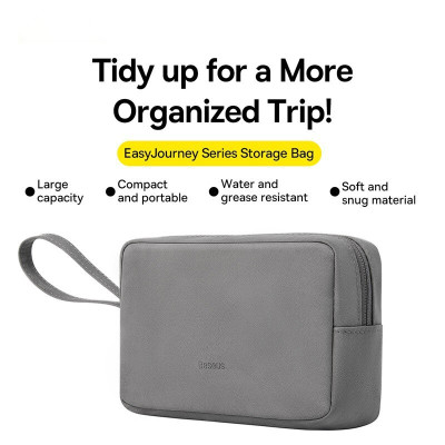 Túi Đựng Phụ Kiện Da Pu Chống Thấm Nước Baseus Easy Journey Series Storage Bag Có Khoá Kéo - Hàng Chính Hãng