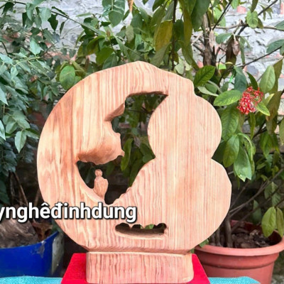 Tượng nhất tâm bái phật bằng gỗ ngọc am thơm nức kt 30x26x5cm 