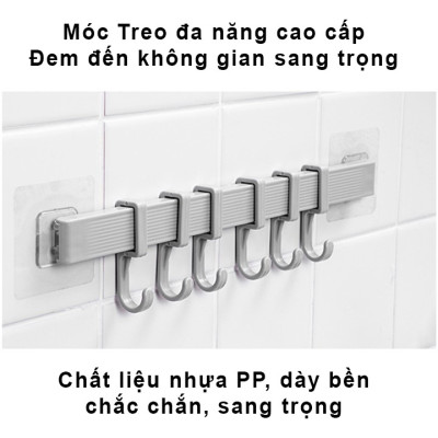 Combo 3 Thanh Treo Đồ Dán Tường, Tủ Quần Áo, Nhà Bếp, Có 6 Móc Chịu Lực (giao màu ngẫu nhiên) - Chính Hãng 