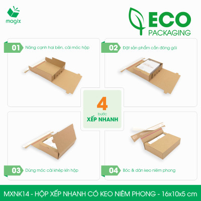 MXNK14 - 16x10x5 cm - 60 hộp carton đóng hàng xếp nhanh có keo niêm phong - Hộp gói hàng, hộp quà