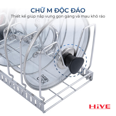 GIÁ ÚP CHẢO 2 NGĂN HIVE INOX 304