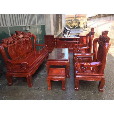 Bộ bàn ghế trạm nghê đỉnh gỗ xà cừ
