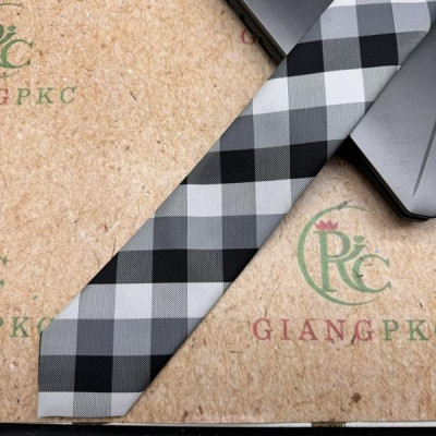 Cà vạt nam mẫu thắt sẵn dây kéo bản nhỏ 6cm mẫu xám caro