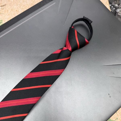 Cà vạt nam mẫu thắt sẵn dây kéo bản nhỏ 6cm mẫu mới t3/2024 màu đen kẻ đỏ
