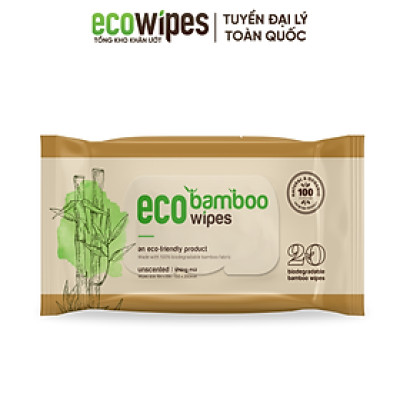Khăn giấy ướt cao cấp EcoWipes vải sợi tre sinh thái Bamboo không mùi có thể phân hủy trong môi trường
