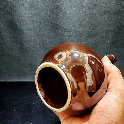 Nậm Rượu 500ML gốm men sứ cao cấp mẫu Hồ Lô cao màu nâu bóng - Nậm Đựng Rượu chất lượng đảm bảo (L1)