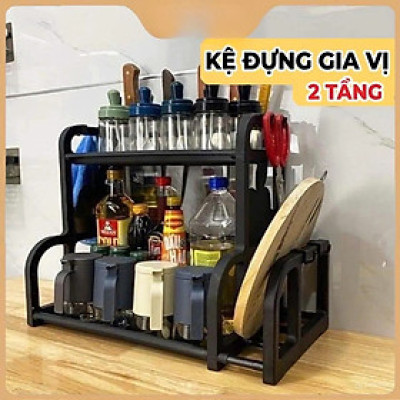 Kệ Đựng Gia Vị  2 Tầng Đựng Đồ Dùng Nhà Bếp Đa Năng Tiện Lợi