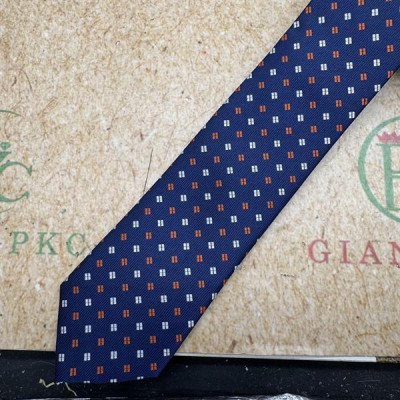 Cà vạt nam mẫu thắt sẵn dây kéo bản nhỏ 6cm mẫu xanh đen chấm trắng cam