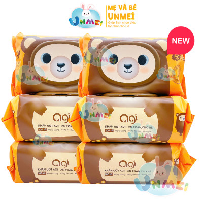 Bộ 6 Gói Khăn Ướt Không Hương Agi (100 Tờ x 6) - Giao Mẫu Ngẫu Nhiên