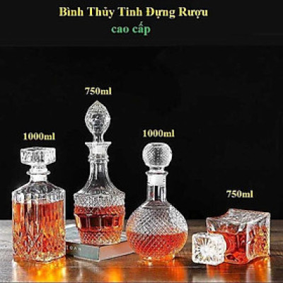 Chai Đựng Rượu Thủy Tinh (combo 4 cái) - Vỏ Chai Rượu Đẹp - Bình Đựng Rượu Cao Cấp (A1,A2,B2,B3)