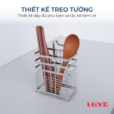 Hộp (ống) đựng đũa muỗng treo tường inox 304 HiVE