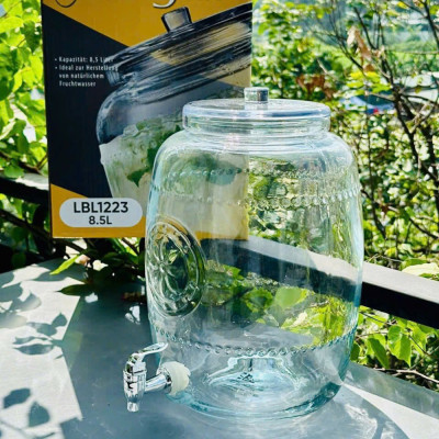 Bình ngâm thuỷ tinh có vòi rót Inox Aus Glas LBL1223 dung tích 8.5L chuẩn Đức