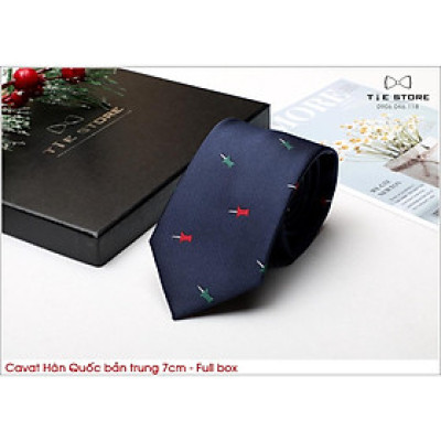 Cavat chú rể, MC, công sở nam Hàn Quốc cao cấp bản trung 7cm họa tiết ghim nhớ - Tặng kèm hộp Full box