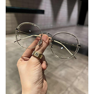Kính Mắt tròn trong suốt không viền gọng kim loại nhẹ Korea