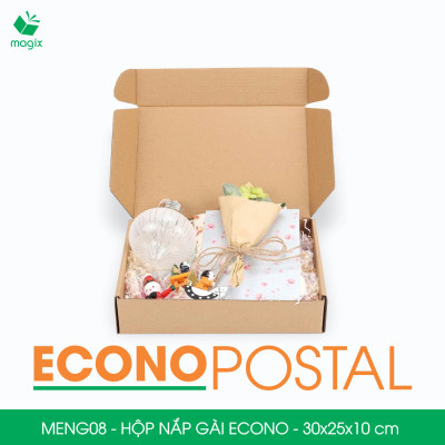 MENG08 - 30x25x10 cm - 100 Hộp carton nắp gài đóng hàng giá rẻ, hộp gói hàng, hộp quà thời trang