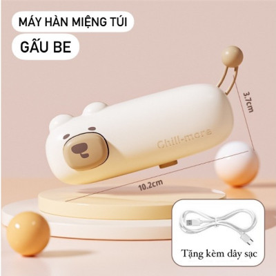Máy Hàn Miệng Túi Cầm Tay Cute, Máy Ép Miệng Túi Đồ Ăn Vặt Sạc Pin Tích Hợp Nam Châm Kèm Đầu Cắt Tiện Dụng - Hàng Chính Hãng MINIIN