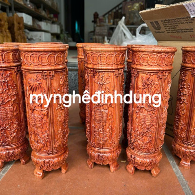 Cặp ống cắm nhang hương bằng gỗ hương cao 30x9x9cm 