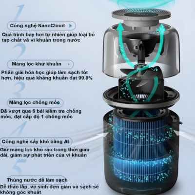 [ HÀNG CHÍNH HÃNG ] Màng lọc máy tạo độ ẩm (NanoCloud) thương hiệu Hà Lan cao cấp Philips, màu xanh-trắng - FY5035