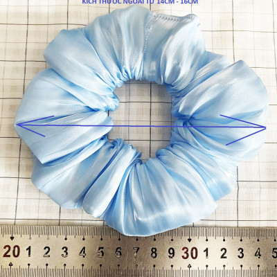 Cột tóc scrunchies màu ngọc ánh kim sang trọng size trung lớn