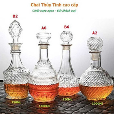 Chai Đựng Rượu Cao Cấp (combo 4 cái) – Vỏ Chai Rượu Đẹp decor sang trọng (A2, A8, B2, B6)