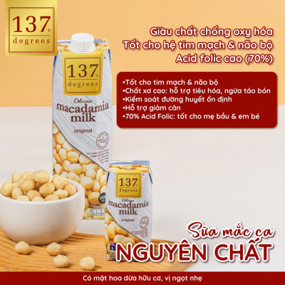 Lốc 3 hộp Sữa hạt Macca Nguyên chất 137 DEGREES 180ml
