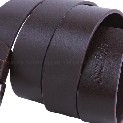 Dây nịt nam da bò đầu khóa Inox kim xỏ lỗ SUNPOLO BELT03